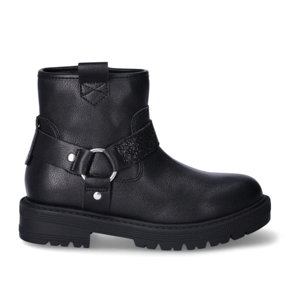 Black Ankle Boots with Buckle Detail
